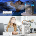 Portable fan used for room cooling, water replenishment, and office cooling.