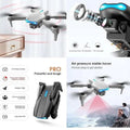 Promotional image of a drone with features highlighted on a white background