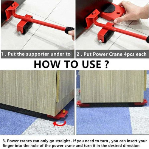 Instructions on how to use a power crane tool with text and images of the tool in action.